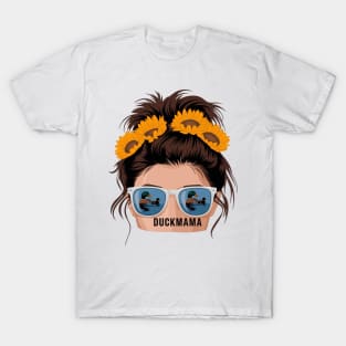 duck mama Messy Bun Sunflower, duck mom messy bun sunflower T-Shirt